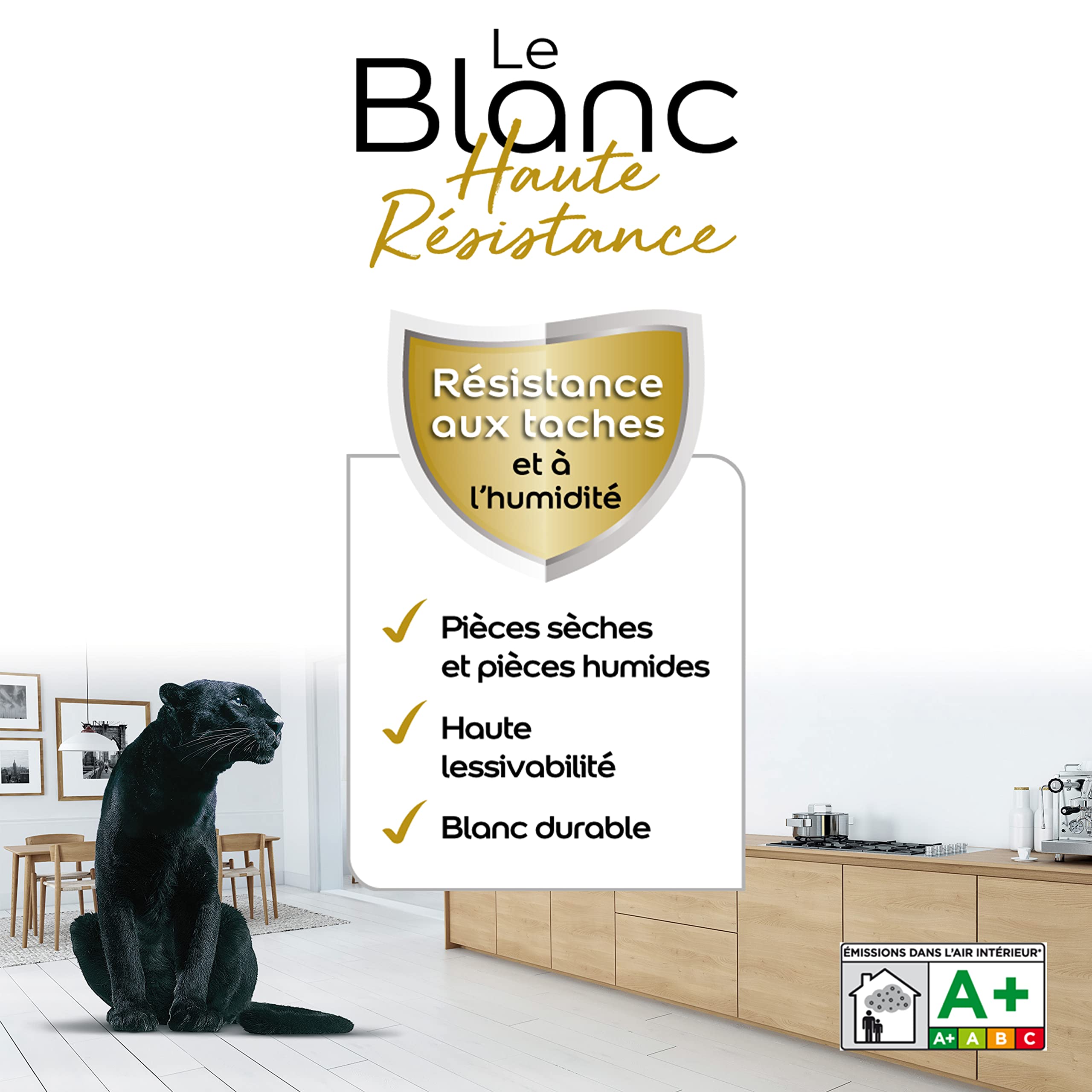 Dulux Valentine Le Blanc Haute Resistance - Peinture Intérieure Murs, Plafonds et Boiseries - Pièces sèches et humides - Mat Blanc 2,5 L