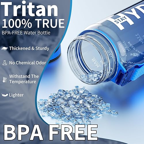 Miniatura 2 de Botella de agua de 32 onzas, botellas de agua motivacionales con marcador de tiempo, Tritan y sin BPA, botella de agua deportiva sin popote con