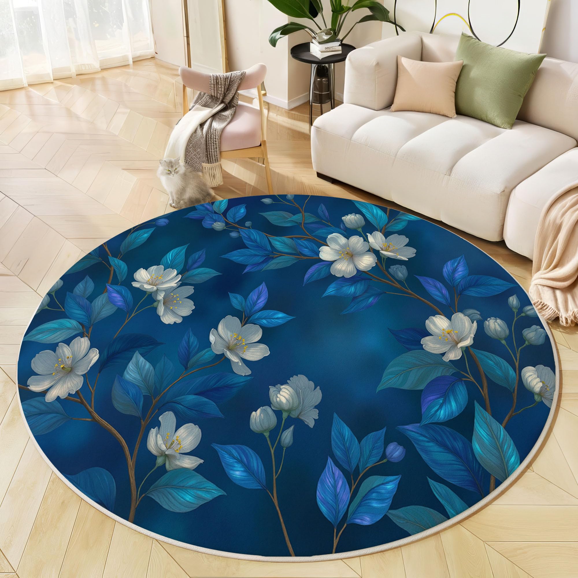 Tapis bleu esthétique orientale idéal pour chambre d'enfants et salon cosy