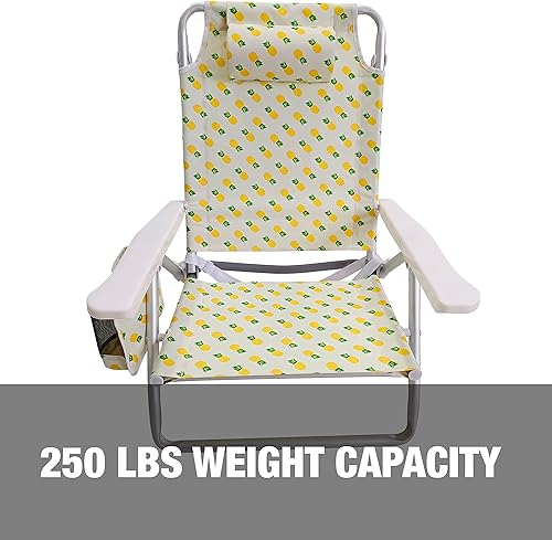 Vista 49 de Bliss Hammocks BBC-350-BF Silla de playa plegable, 5 posiciones reclinables, bolsa enfriadora desmontable, flor azul