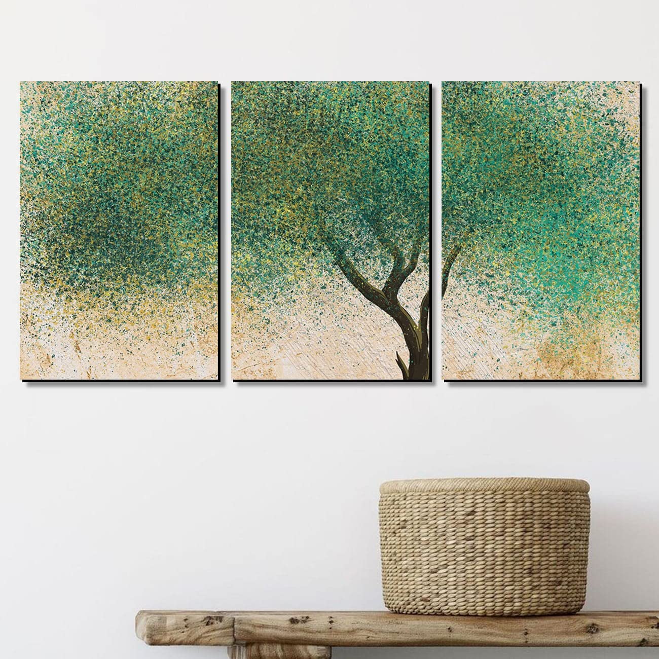 Palak's Decor Panel Paintings GreenTree Split Painting DIgital Print Drawing Wall Art Painting For Bedroom, Wall Painting For Living Room Multicolor