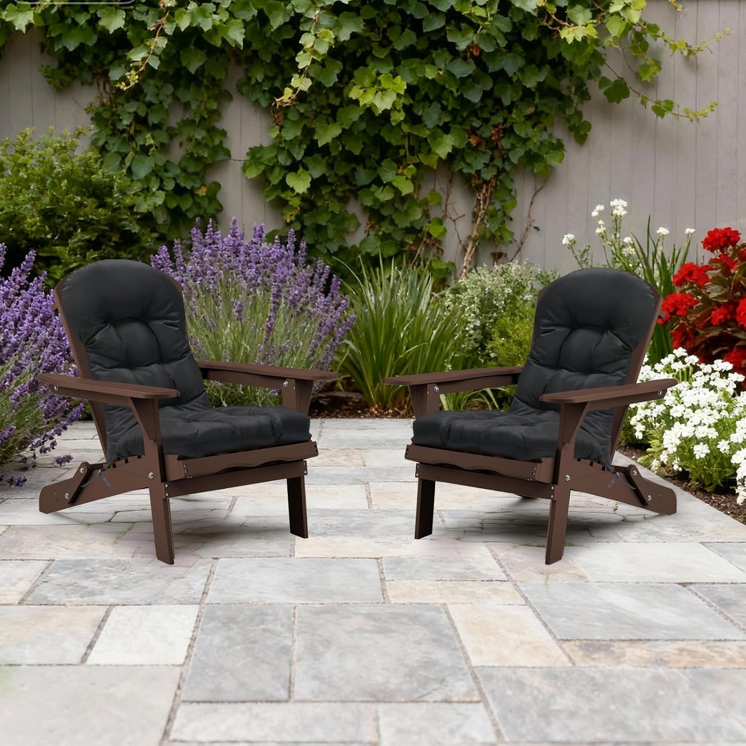patio chair cushions high back thicked chair pad adirondack chair cushion, waterproof and fade-resistant patio chairs cushion throw rocking chair cushions outdoor and indoor,44in*19in (black)