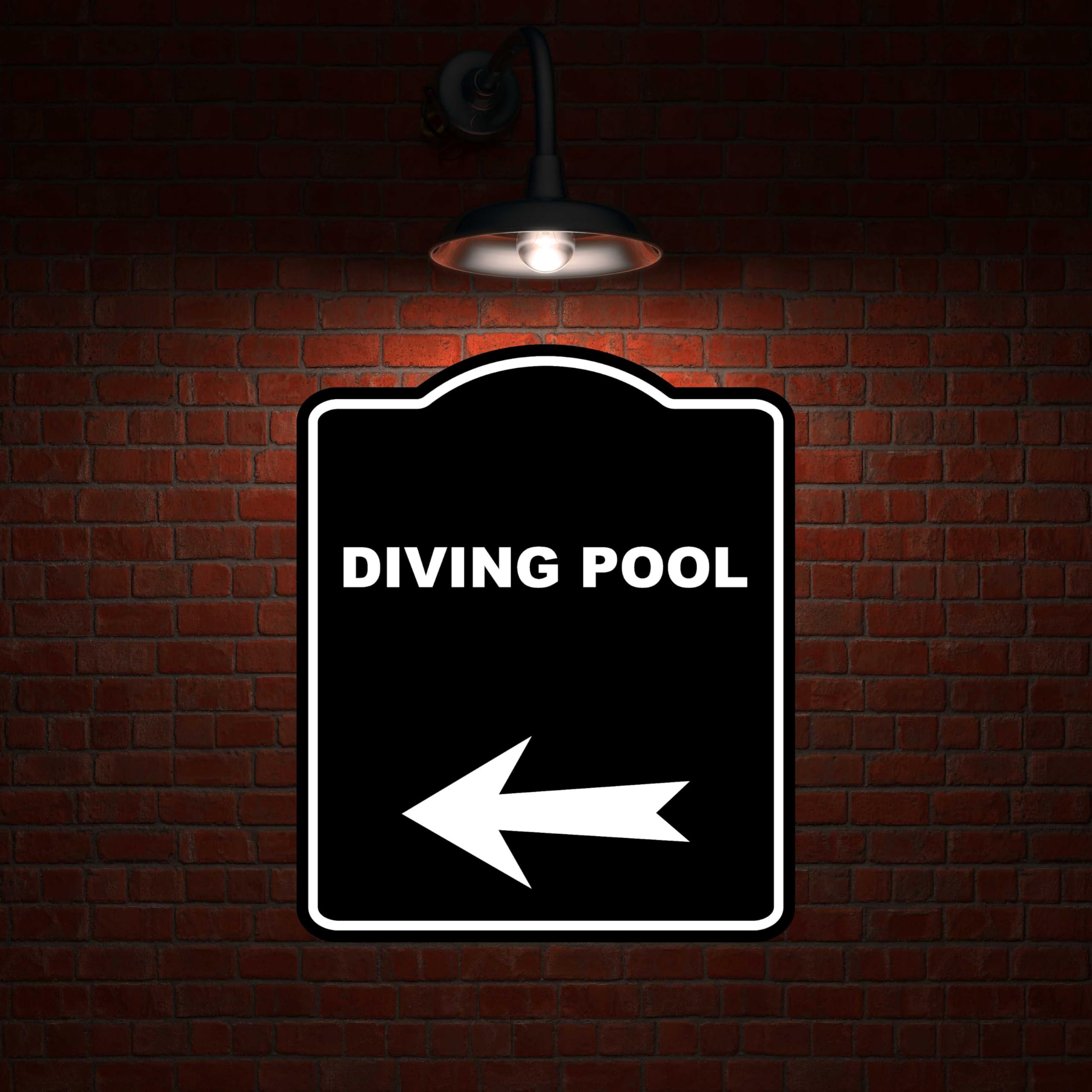 DIVING POOL Black Sign Arrow Left Aluminum Composite Sign 15 x 18 inches