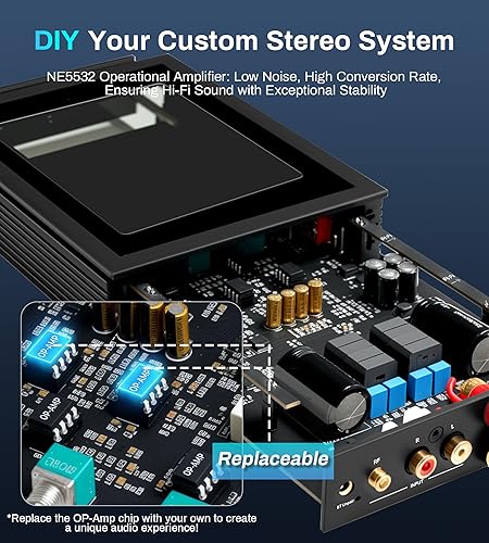 Miniatura 7 de Amplificador estéreo Bluetooth 5.3 para altavoces pasivos, 300 W x 2, 2 canales TPA3255 Clase D Mini amplificador de potencia estéreo receptor