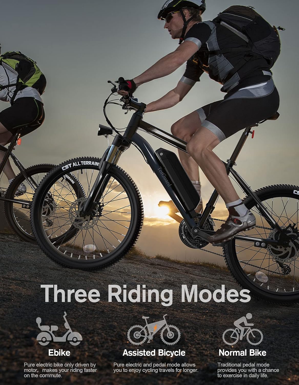 TotGuard Electric Bike for Adults, 26" Ebike with Peak 500W Brushless Motor, Electric Mountain Bike with 374Wh Removable Battery, 50 Miles Electric Bicycle with Suspension Fork, 21 Speed, LCD Display.