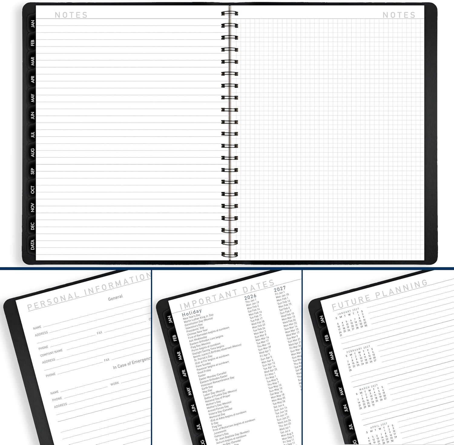 AT-A-GLANCE 2026 Appointment Book Planner, Weekly & Monthly, 8.25" x 11", Large, Half-Hourly, Contemporary, Black (70950X0526)