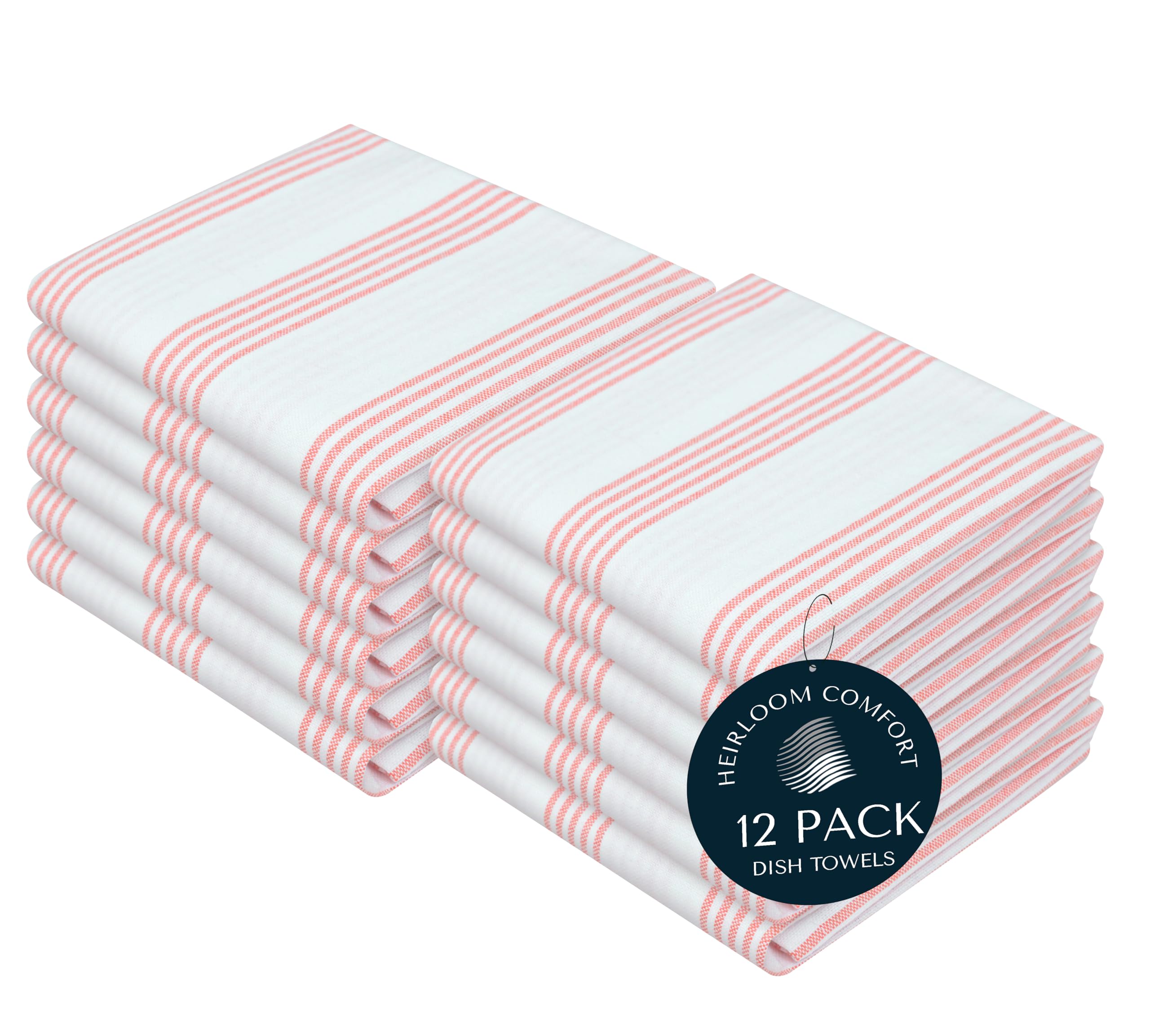 Lot de 12 torchons de cuisine en coton à rayures multicolores, durables et super absorbants, à séchage rapide pour un usage quotidien en cuisine, essuyez et séchez la vaisselle