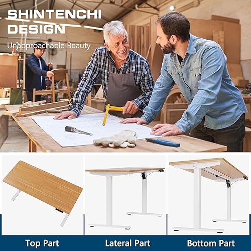 Miniatura 4 de Shintenchi Escritorio eléctrico de altura ajustable, escritorio de computadora de pie de 55 x 24 pulgadas, escritorio de trabajo para oficina en