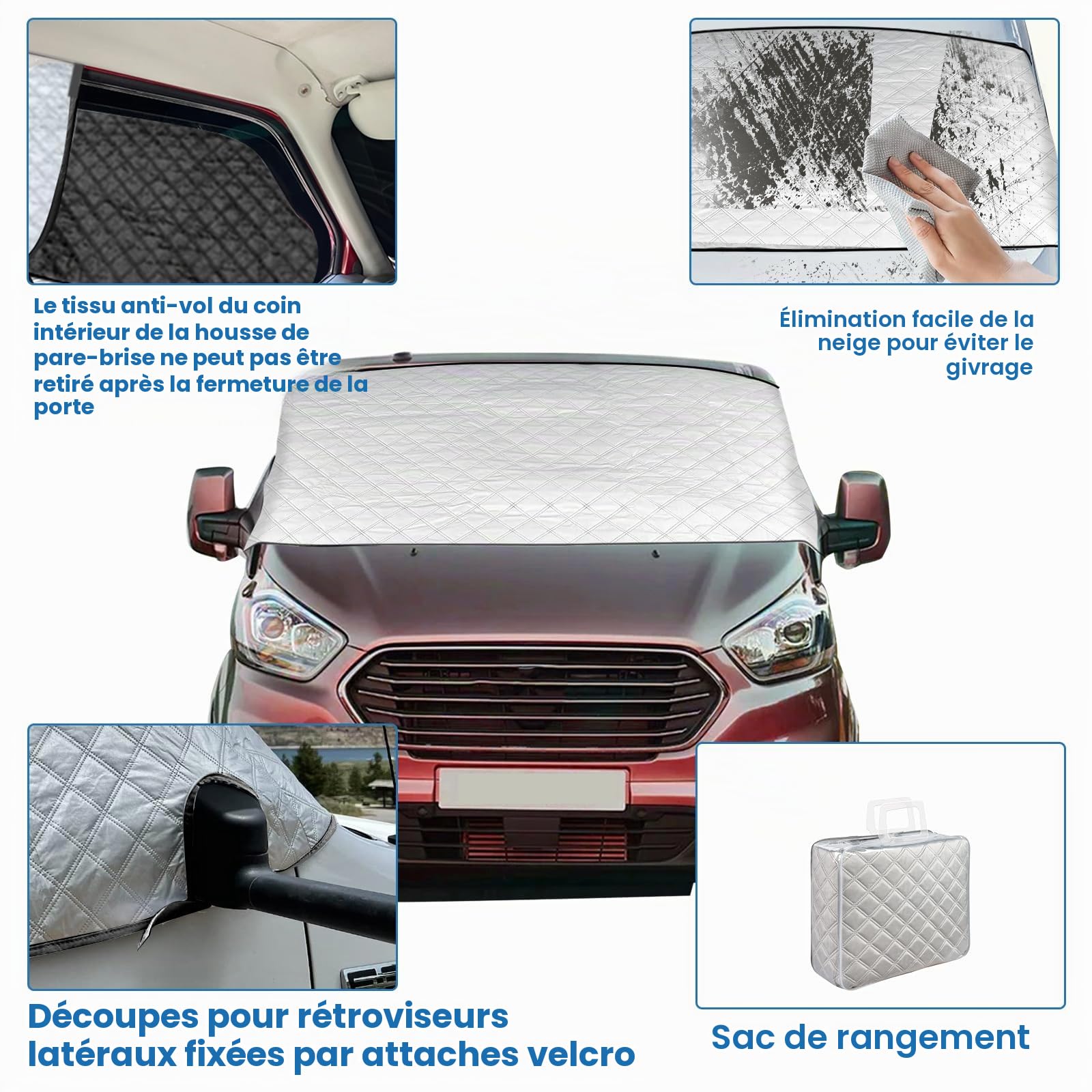 Couverture de Pare-Brise pour VW Transporter T5, Couverture Thermique pour Pare-Brise Avant, imperméable, Anti-poussière, UV, Neige, Givre, pour VW T5 2003–2015