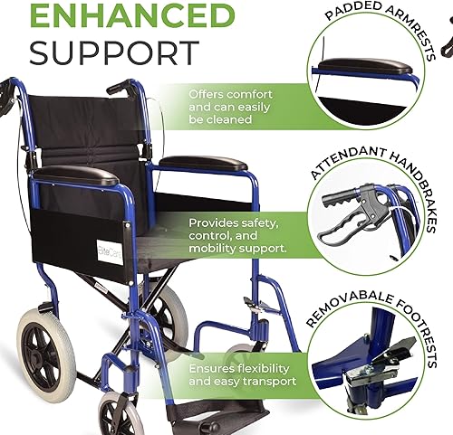 Miniatura 3 de Silla de ruedas plegable de aluminio ligero con frenos de mano, pesa solo 24 libras ECTR01