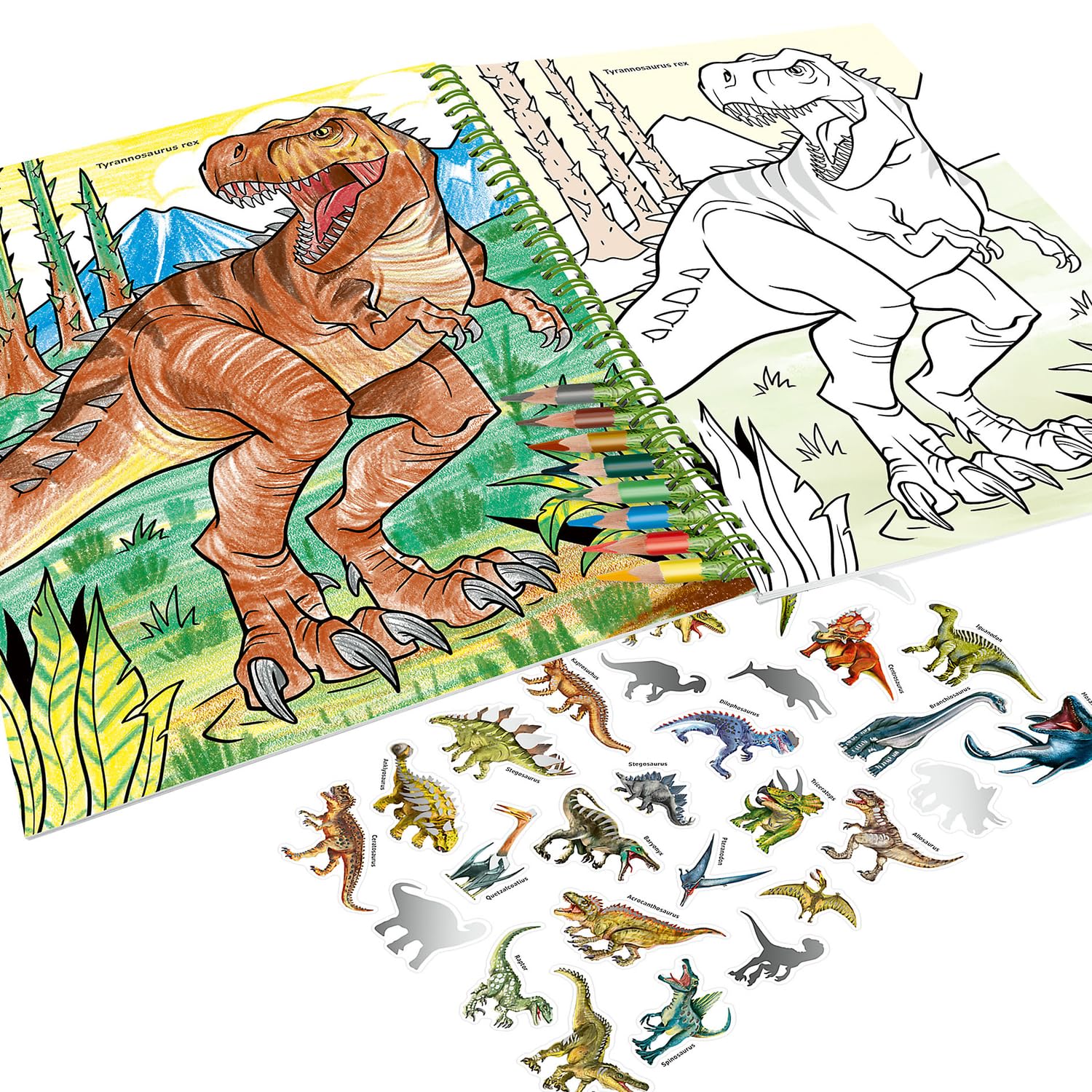 Cahier De Coloriage Dino World – 48 Pages, Points à Relier, Motifs Dinosaures, Créatif, Dès 4 Ans