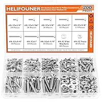 Vista 9 de Kit surtido de 50 tornillos Phillips de cabeza avellanada de 1/4-20 x 1/2 pulgadas, 3/4 pulgadas, 1-1/4 pulgadas, rosca gruesa, totalmente roscada a