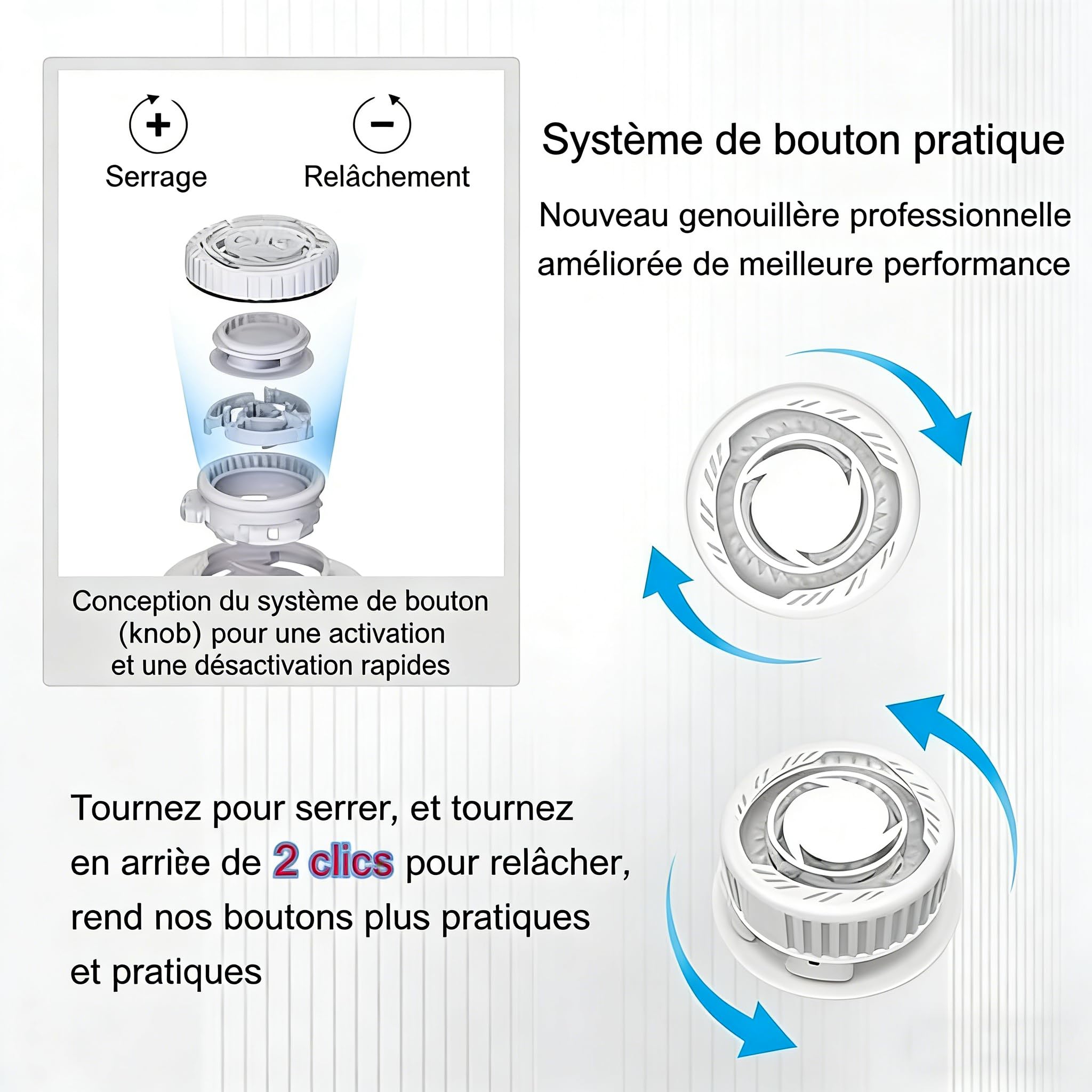 MEIION Sanovie STABILIX PRO Genouillère avec Bouton de réglage Rapide, Soutien par Ressorts et Rembourrage en Gel, Confort Respirant, Soutien Polyvalent pour Activités Sportives Unisexe (G/D)