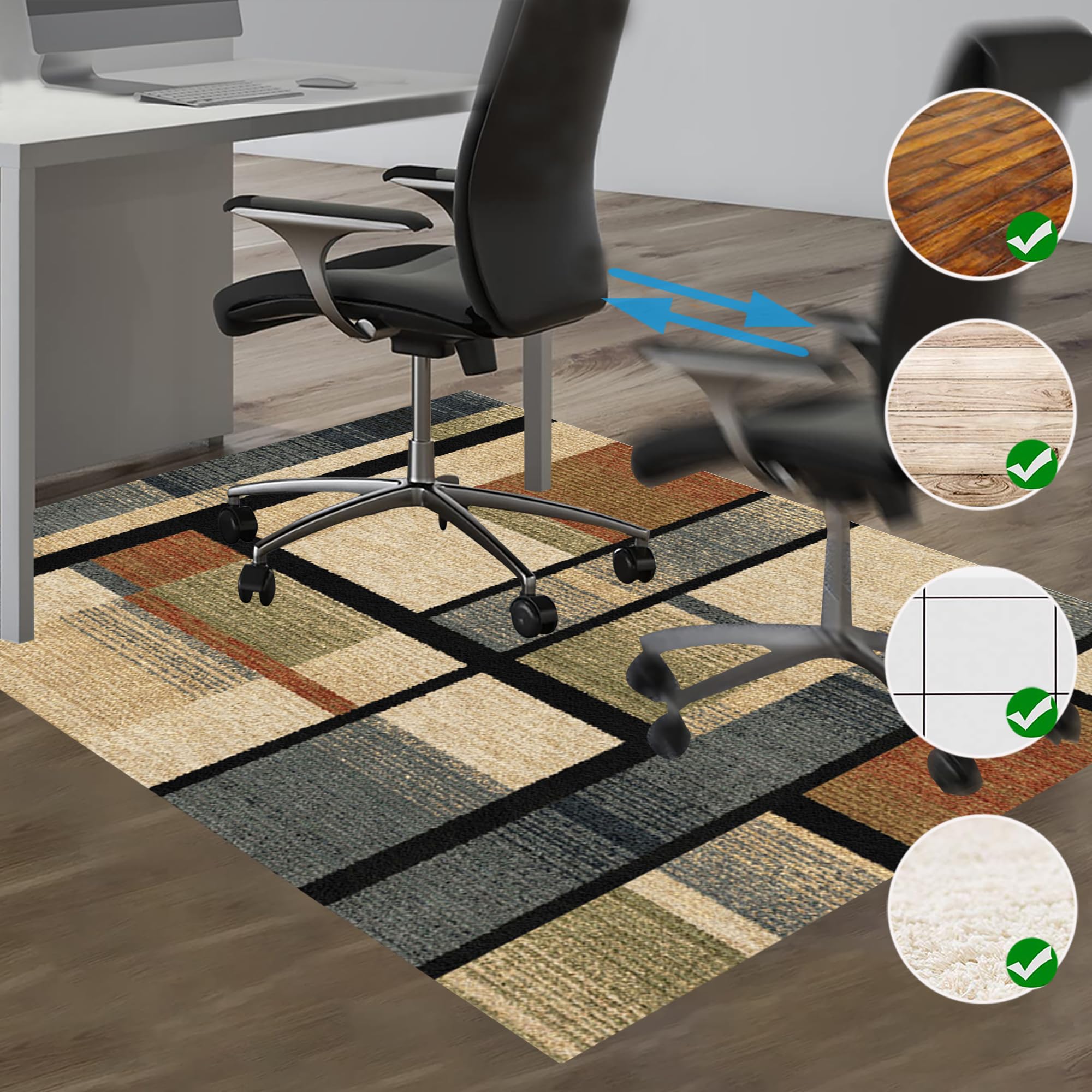 Protection de Sol pour Chaise de Bureau, Tapis de Sol Bureau Antidérapant Tapis Protection Sol Chaise Bureau Gaming Protège Parquet Chaise roulettes pour Sols Durs, Tapis Fauteuil Bureau 100 x 120 cm