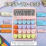 Zeno Purple Calculatrice – Calculatrice de bureau mignon avec gros boutons, 12-Digit, pour l'école, bureau & Accessoires de bureau rose
