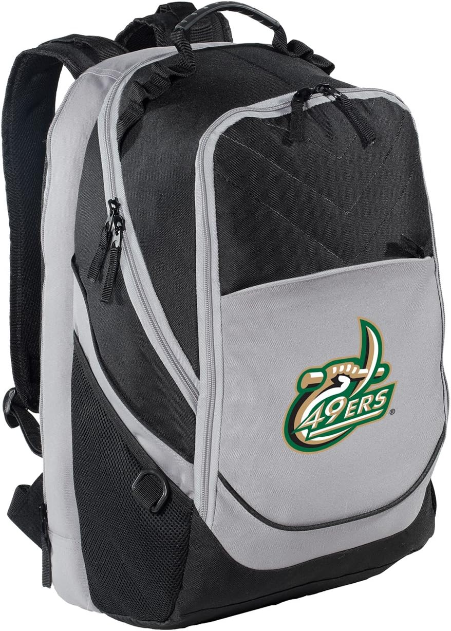 Broad Bay UNC Charlotte Backpack Laptop Computer Bag UNCC 49ers Logo (Black & Gray)