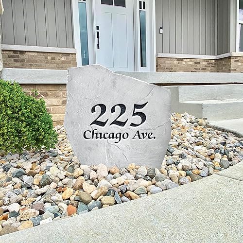 Miniatura 3 de Elegant Address Stone - Address Marker - House Address Number Sign - 15 W x 15 H (Greystone)