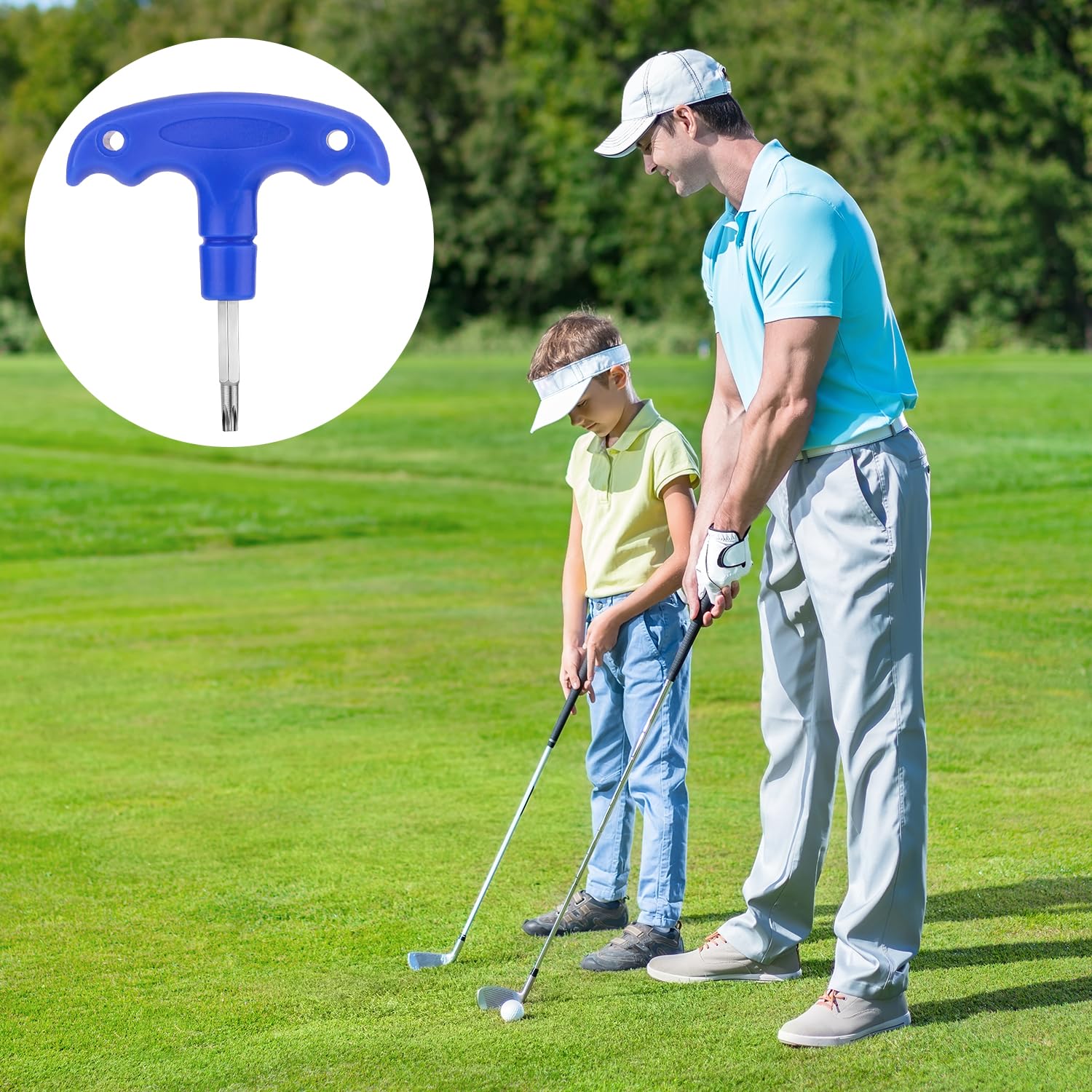 Llave Dinamométrica para Golf, Herramienta de Ajuste de Cabeza de Palos, Adaptador de Eje Azul