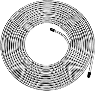 MuHize 1/4 Brake Line Tubing Kit - 25 Ft. Zinc Coated Steel Flexible Fuel & Transmission Brake Line for Cars, Trucks, SUV, Rust-Proof Hydraulic System Tubing Roll