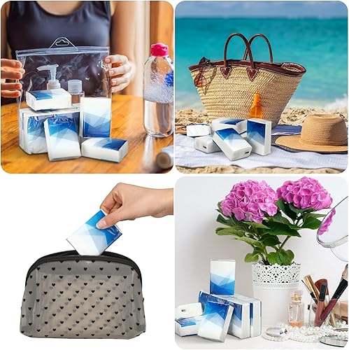 Miniatura 85 de Therwen Paquete de 100 pañuelos de bolsillo a granel, 1000 hojas, mini pañuelos a granel, 3 capas, tamaño de viaje pequeño, tamaño de bolsillo