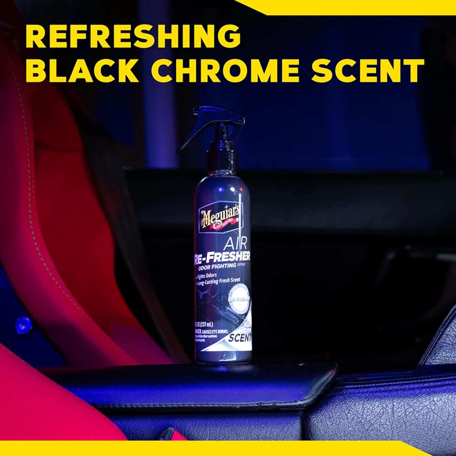 Meguiar's Black Chrome Air Re-Fresher Car Air Freshener and Odor Eliminator, 6 Pack (6 x 8 oz Trigger Spray Cans), Automotive Interior HVAC Odor Treatment for Vehicle Cabin and Vents