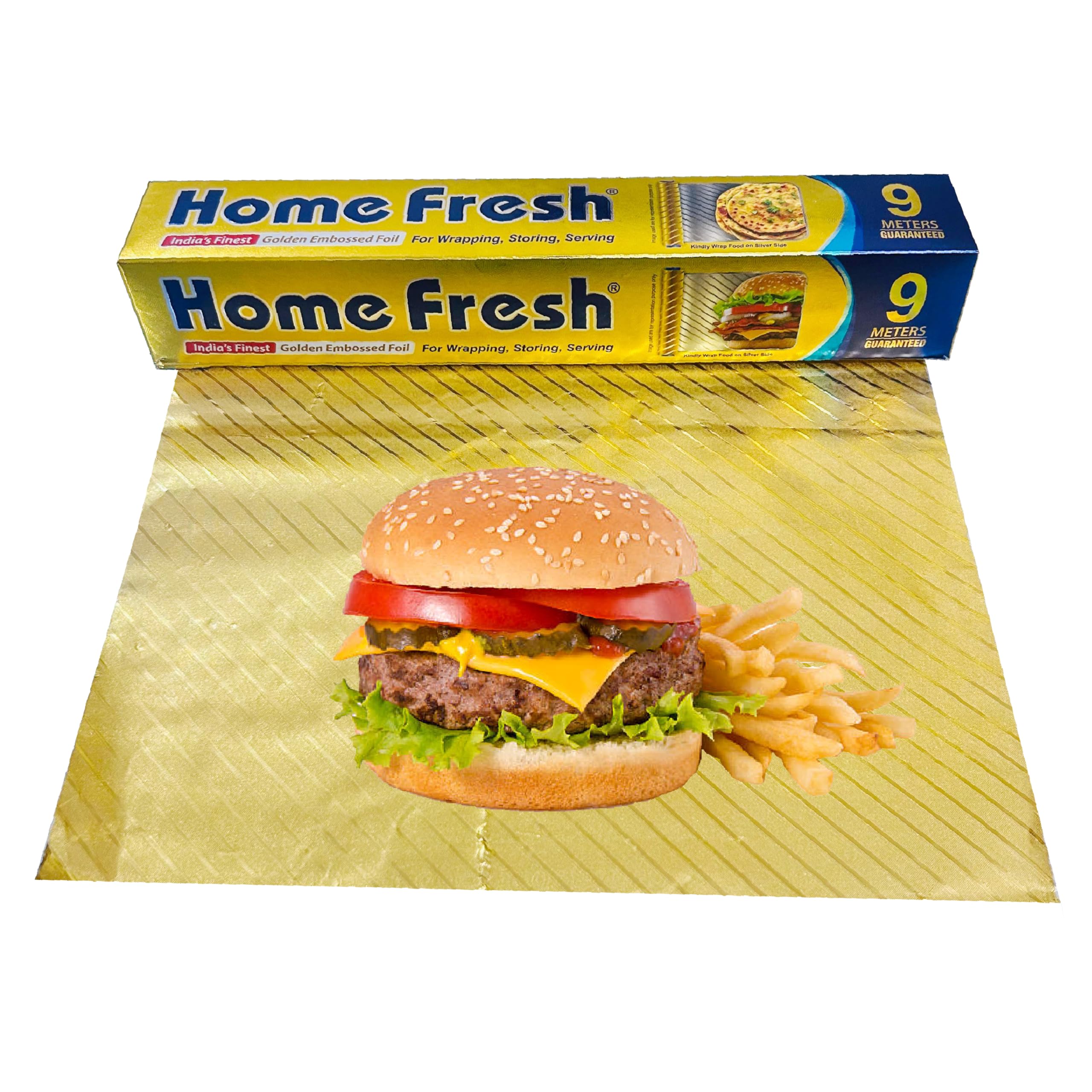Homefresh Premium Golden Embossed Aluminum Foil Roll – 9 Meter | Heavy-Duty, Food-Grade, Decorative & Heat-Resistant Foil | Ideal for Cooking, Grilling, Wrapping & Crafting-picture-10