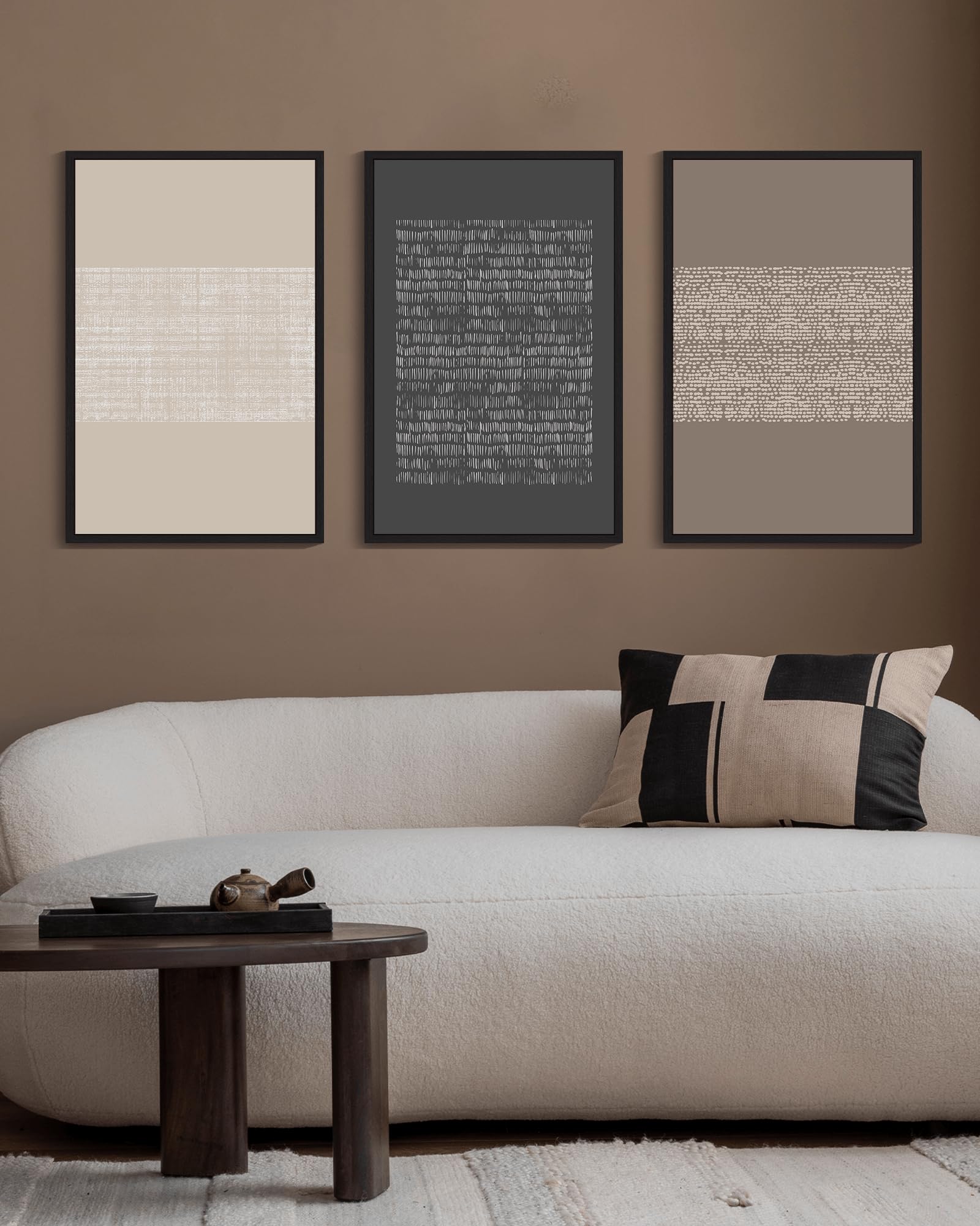 Arte da parete Boho con cornice, KBKBART astratto verde salvia decorazione da parete foglia di palma sole luna linea pittura su tela verde, decorazione geometrica minimalista per la stanza, poster e
