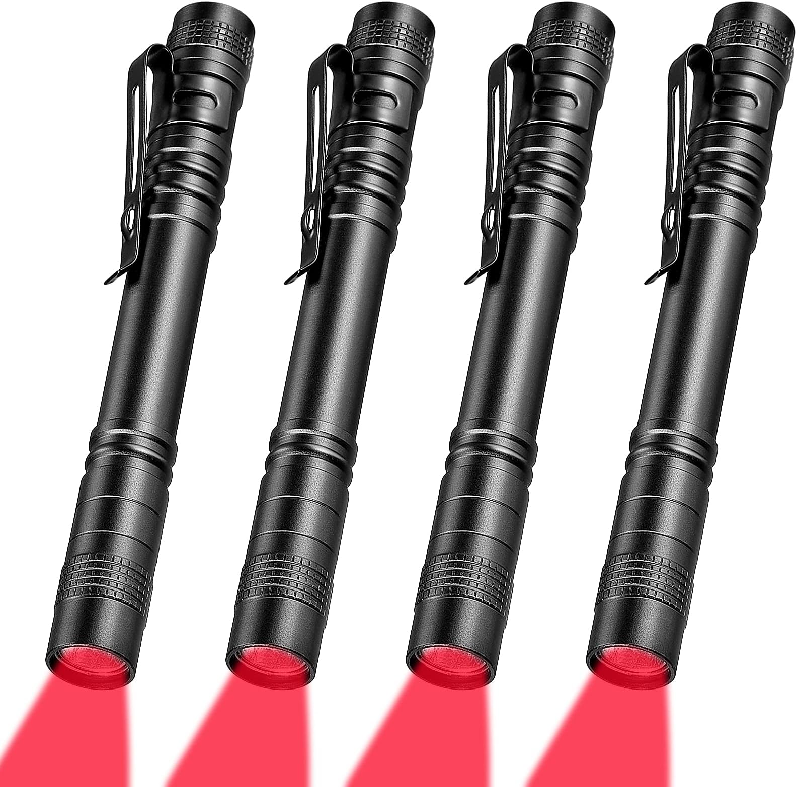 Tuanse 4 Pcs Red Light Flashlight Led Pen Super Bright Torch For Astronomy, Aviation, Night Observation And More