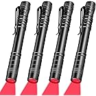 4 Pieces Red Light Flashlight Red LED Flashlight Red Light Pen Light Flashlight Super Bright Red Flashlight Red Torch for Astronomy, Aviation, Night Observation and More