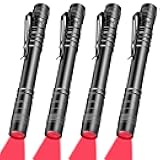 Tuanse 4 Pcs Red Light Flashlight Red LED Flashlight Pen Light Bright Torch for Night Astronomy Aviation Observation Turtle Safe Beach