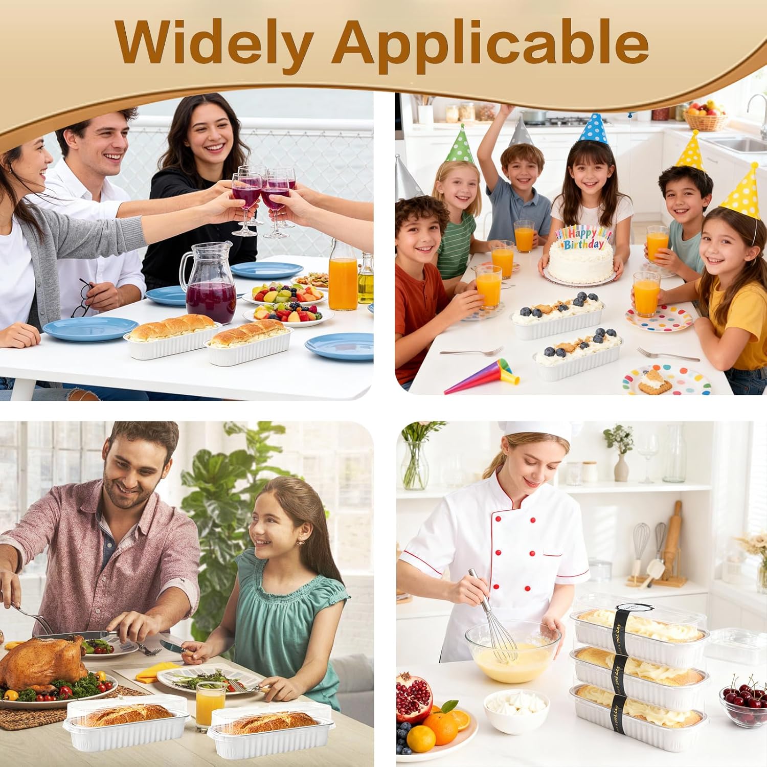 Mini Cake Pans with Lids and Spoons 200 Pack, Mini Loaf Pans with lids 6.8oz, Small Disposable Aluminum Foil Loaf Pans, Rectangular Baking Container for Party, Picnics and Birthday (White)