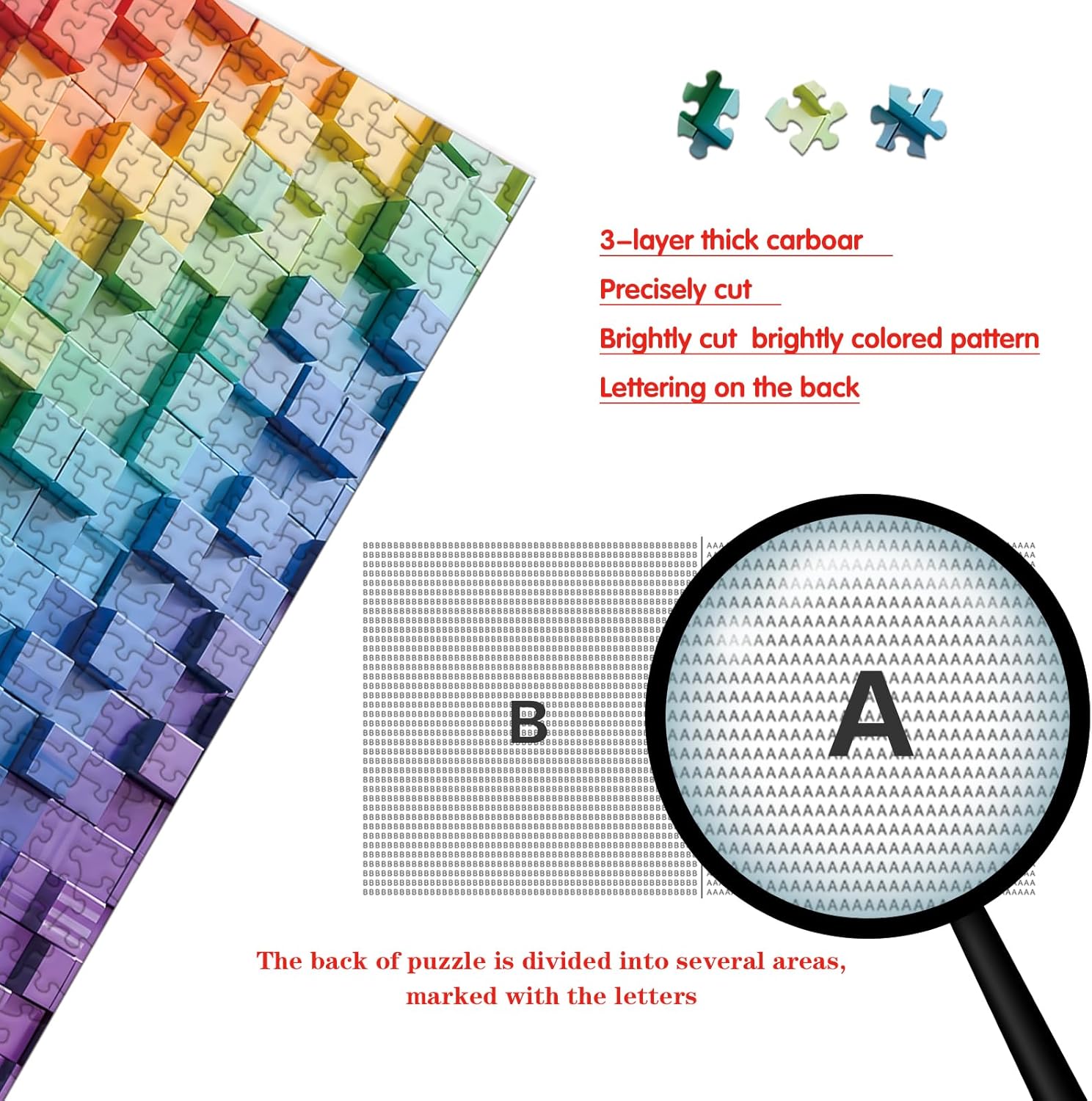 Puzzle for Adults 1000 Pieces, Colorful Blocks Puzzle, Challening Impossible Difficult Hard Fun 1000 Pieces Jigsaw Puzzles for Adults
