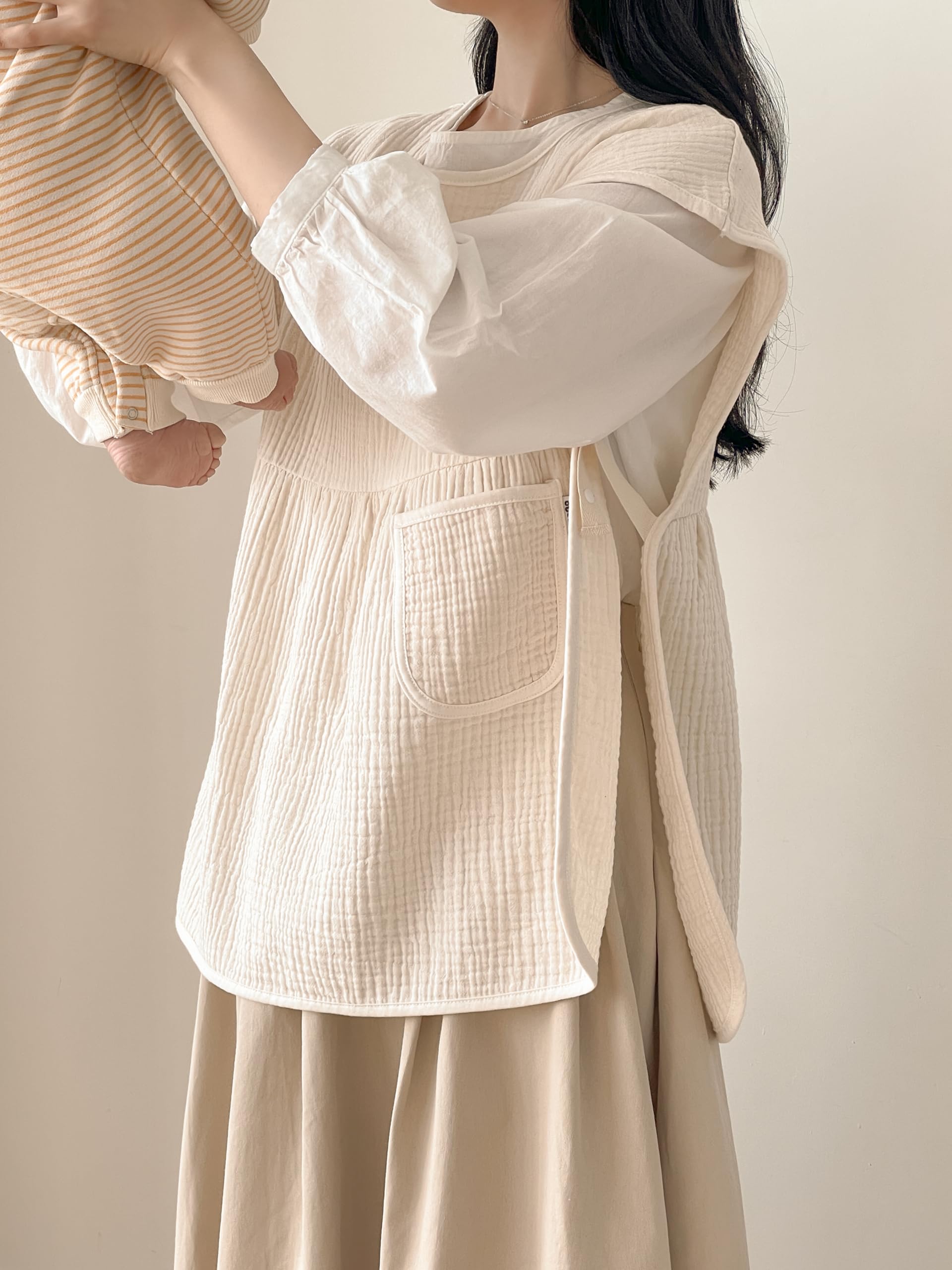 oboki Wearable Burp Cloth for Parents – Premium Cotton, Breastfeeding-Friendly, Newborn Softness, Comportable Apron, Made in Korea (Signature)