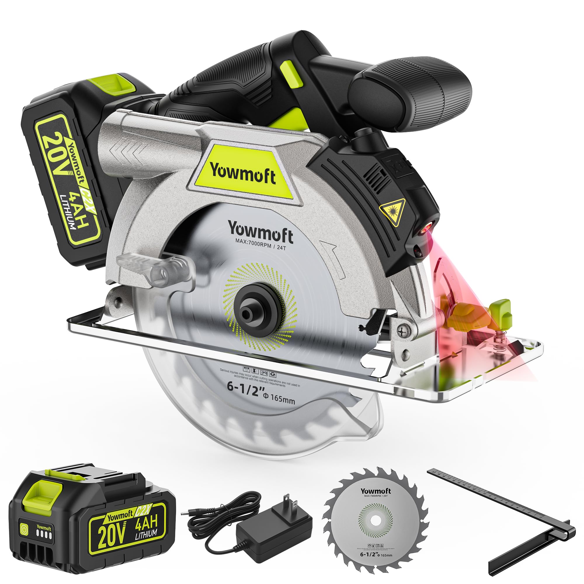 6-1/2 Inch Brushless Cordless Circular Saw with 20V 4Ah Battery