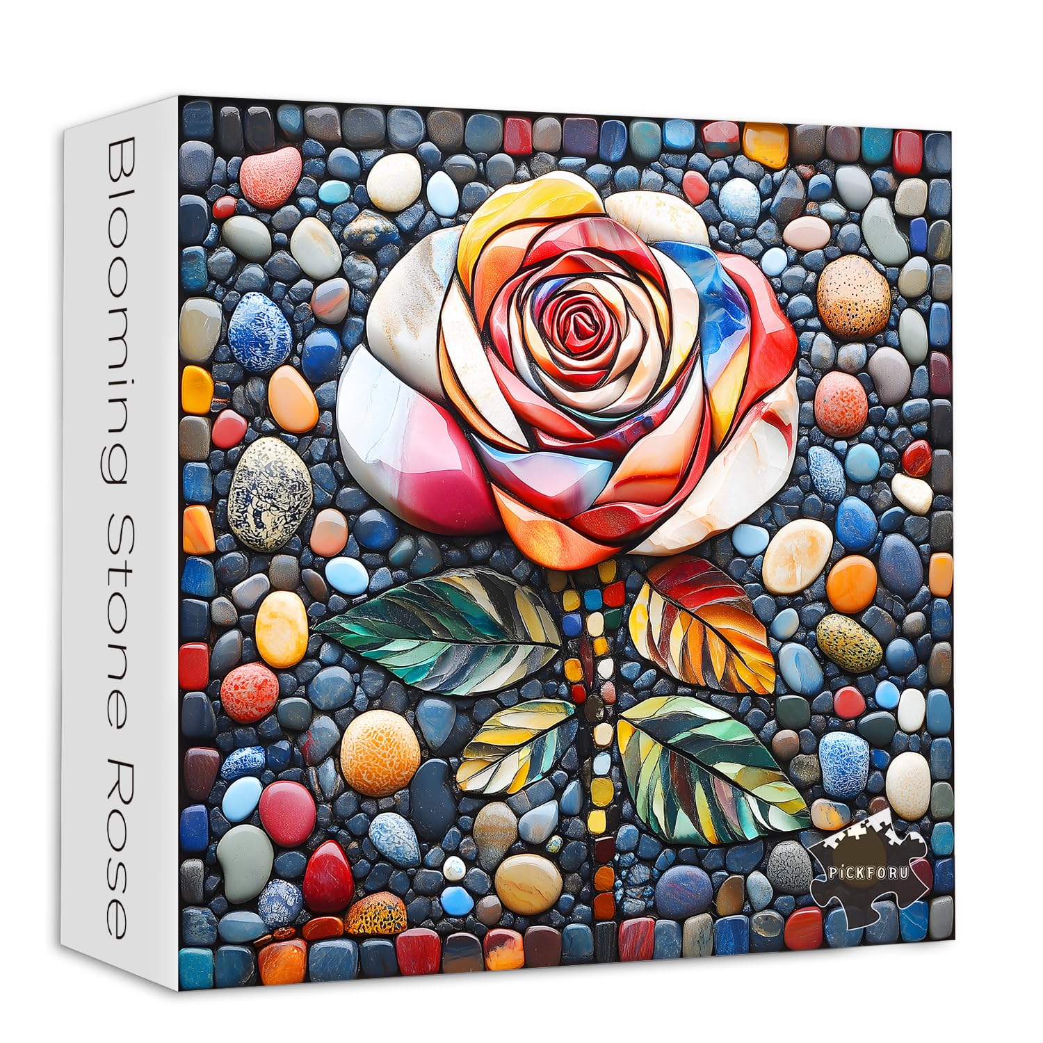 Vintage Rose Flower 1000 Piece Puzzles for Adults, PICKFORU Colorful Stones Art Jigsaw Puzzles Gradient Floral, Challengin...
