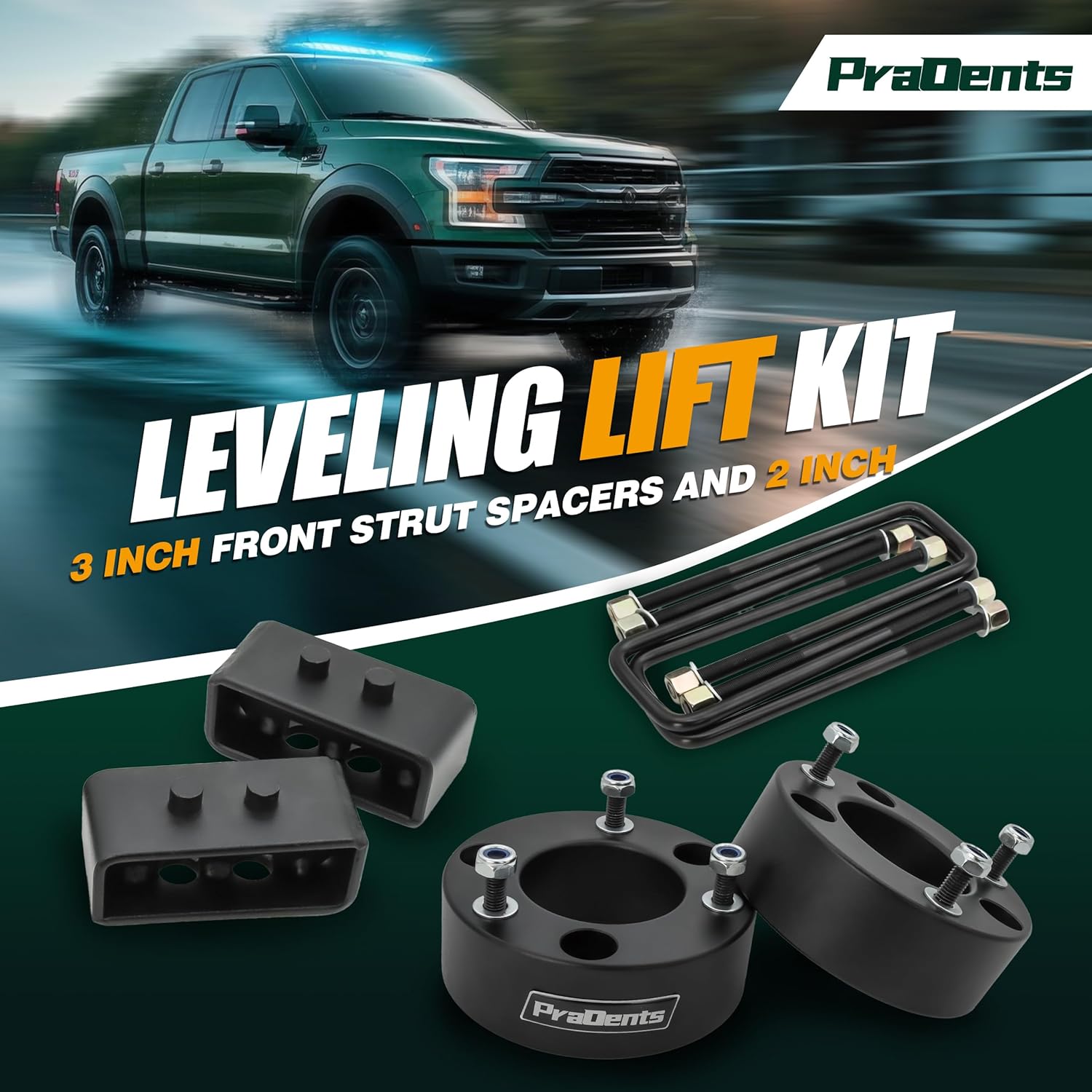 3" Front and 2" Rear Leveling Lift Kit for 2004-2020 Ford F150, 3 Inch Front and 2 Inch Rear Strut Spacer Suspension Lift Kits Lift Spacers