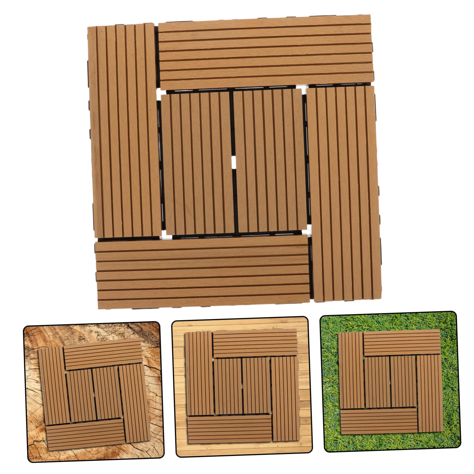 Cabilock Dalles de Terrasse Clipsables Aspect Naturel Revêtement Sol Extérieur Antidérapant Aux Intempéries pour Balcon Jardin Patio