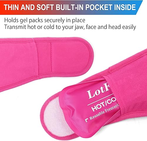 Miniatura 4 de LotFancy Envoltura de hielo facial, juego de 2, 8 paquetes de frío caliente y 2 fundas