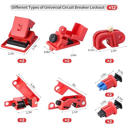 Miniatura 4 de Kit de etiquetado de bloqueo, kit de 73 piezas Loto con candado de seguridad+cerrojo de bloqueo+enchufe eléctricoválvula de boladispositivos de