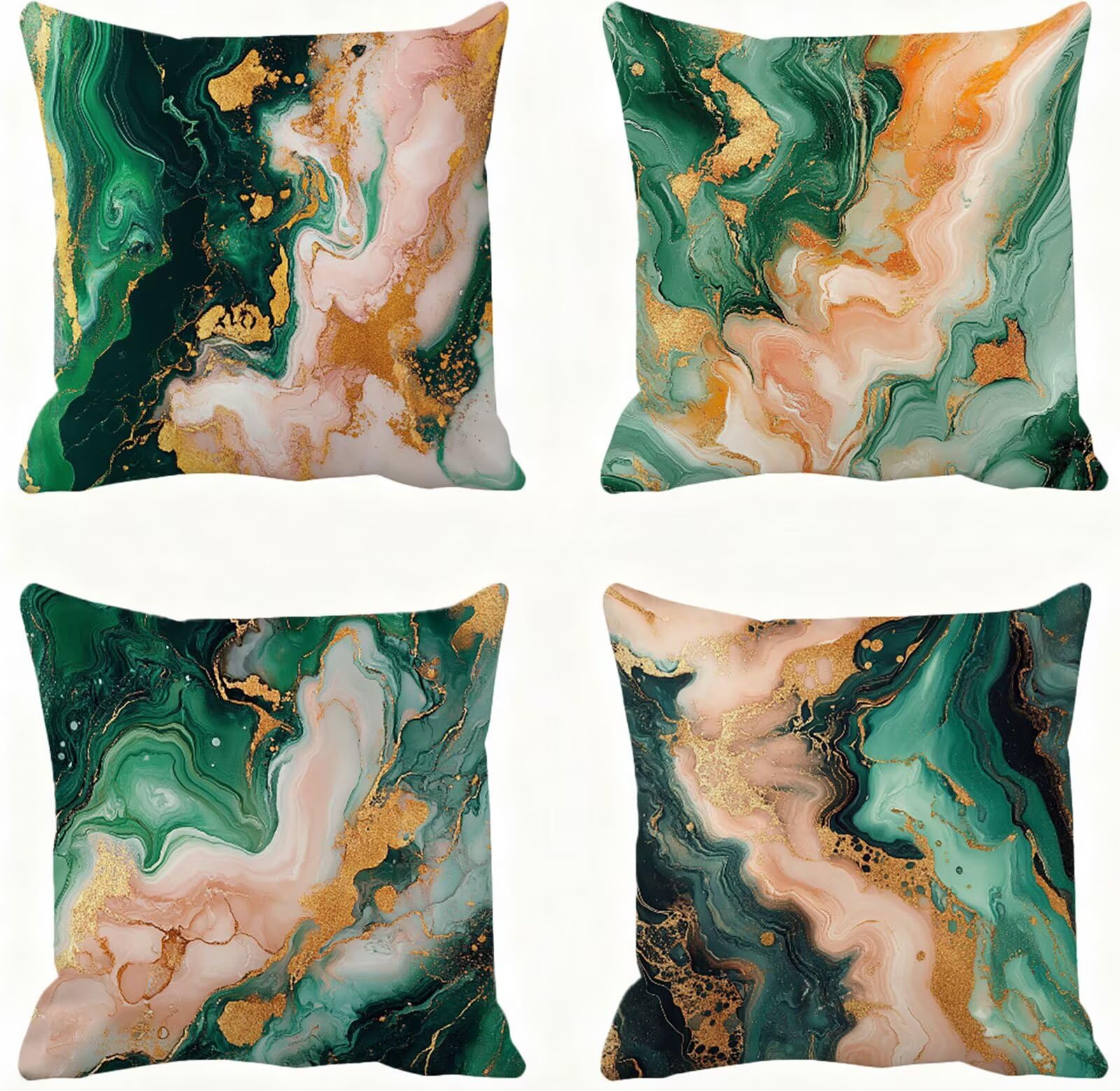 Protege oreiller 45 x 45 vert super doux au fini marbre haut de gamme
