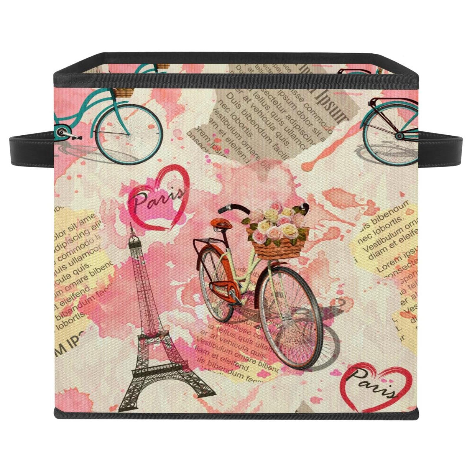 Panier de rangement en tissu vintage pour organiser les jouets et livres de la chambre
