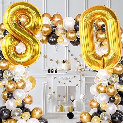 Miniatura 2 de Globos dorados del número 80, tamaño gigante de 40 pulgadas, globo para un cumpleaños de 80 años, decoraciones para hombres, suministros de fiesta