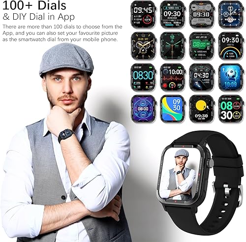 Miniatura 5 de Relojes inteligentes para hombres (respuestahacer llamadas), rastreador de fitness con 123 modos deportivos, monitor de frecuencia cardíaca, Spo2,