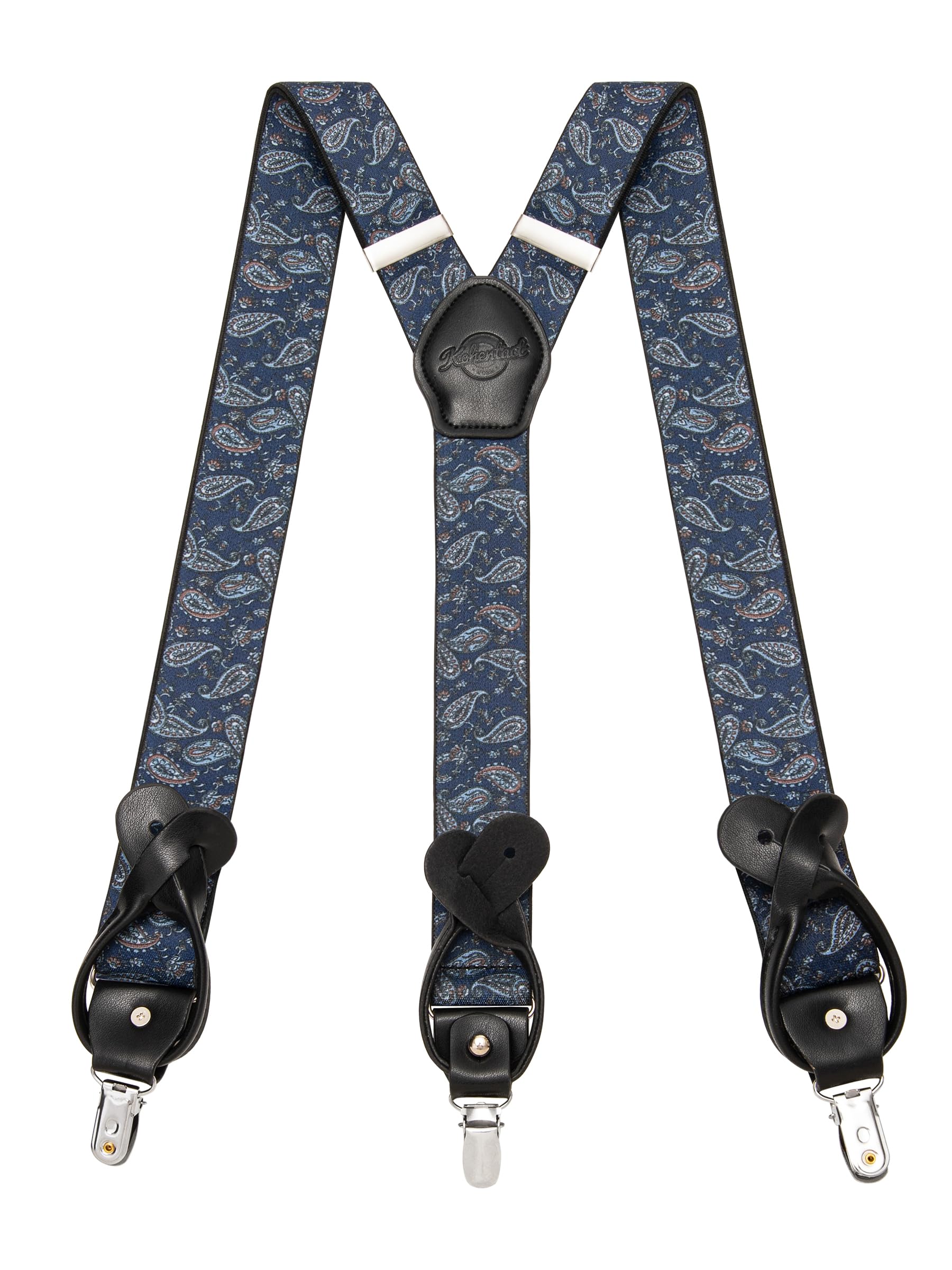Suspenders for Men with Clip &amp; 6 Buttons 1.4in Y-Shape Stainless Steel