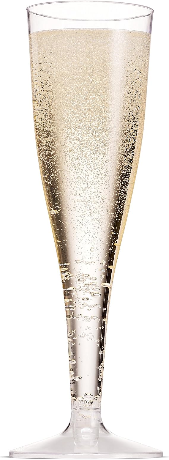 50 Pack Champagne Flutes 5 Oz Disposable Clear Plastic Toasting Glasses
