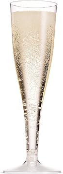 50 Pack Champagne Flutes 5 Oz Disposable Clear Plastic Toasting Glasses