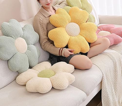 Miniatura 6 de Almohada en forma de flores, almohada con flores en la silla, cojines decorativos para el hogar, cojines de flor de cerezo (50 x 50, blanco y