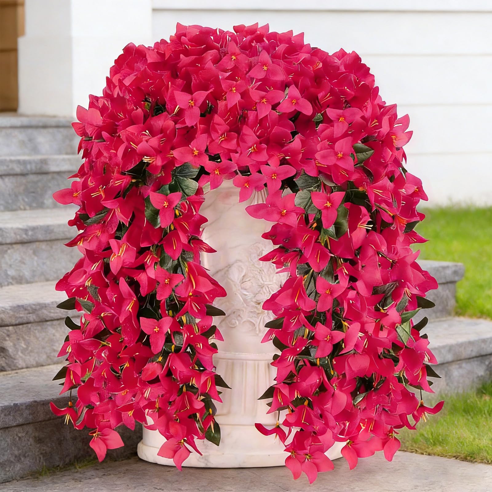 Homcomodar Künstliche Bougainvillea-Reben Künstliche Blumen für den Außenbereich Innenbereich Hochzeit Wand Badezimmer Dekoration