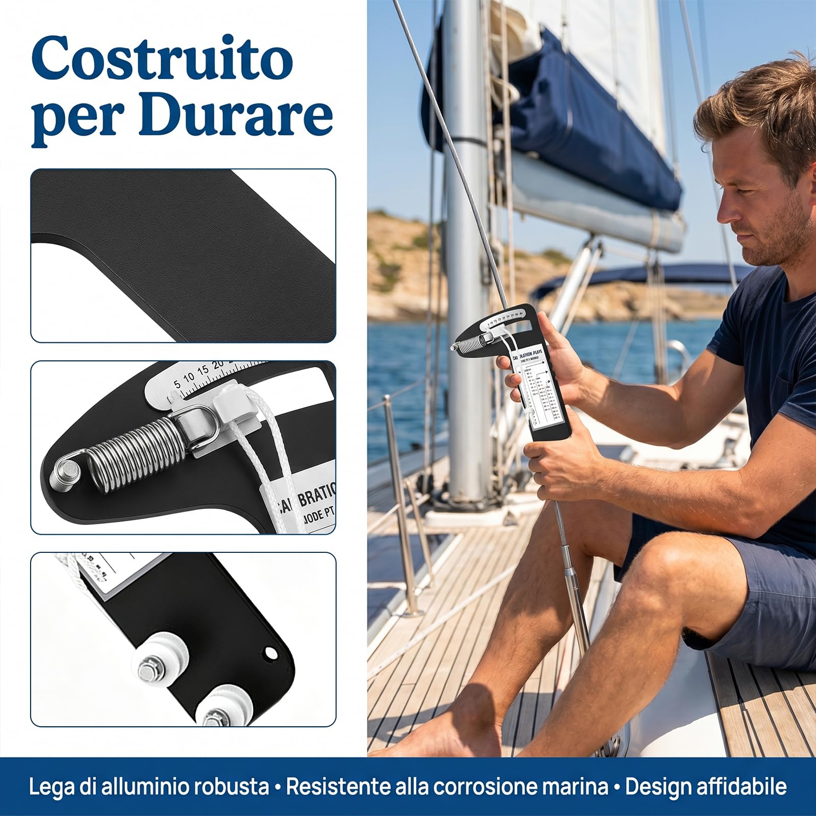 Sharplace Misuratore di Tensione per Sartiame di Barche a Vela, Preciso, Facile da Leggere, Professionale per Prestazioni Ottimali della Vela, Robusto Strumento