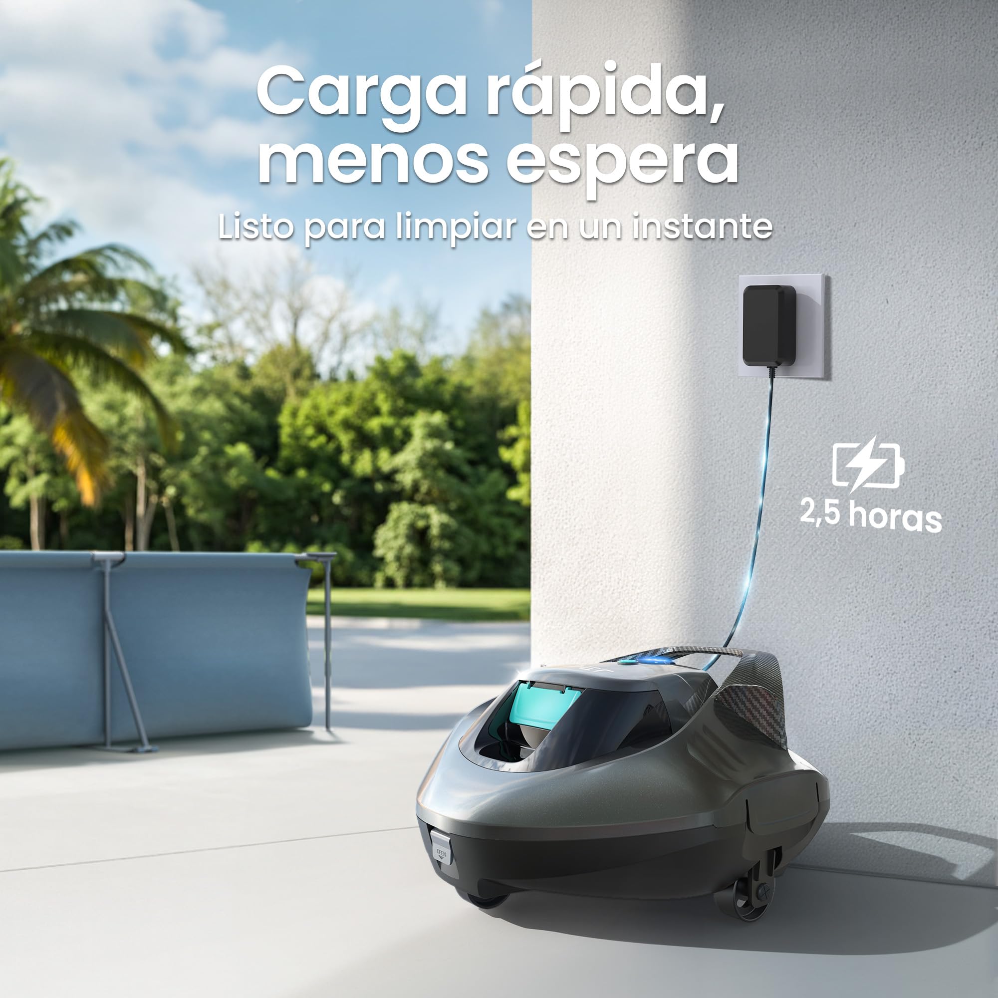 AIPER Seagull SE Robot Limpiafondos para Piscina Automático, Aspirador sin Cable, 90 Min de Autonomía, Indicador LED, Auto Parking, para Piscinas Desmontables hasta 80 m²